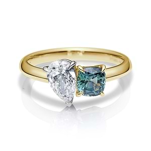 Toi et Moi - Green Sapphire & Pear