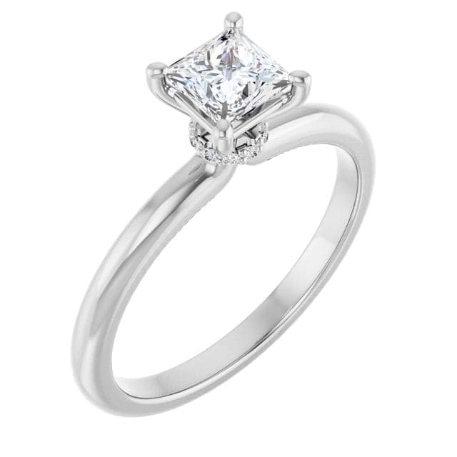 14K White Engagement Ring Mounting