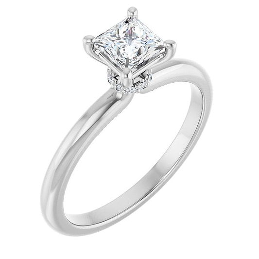 14K White Engagement Ring Mounting