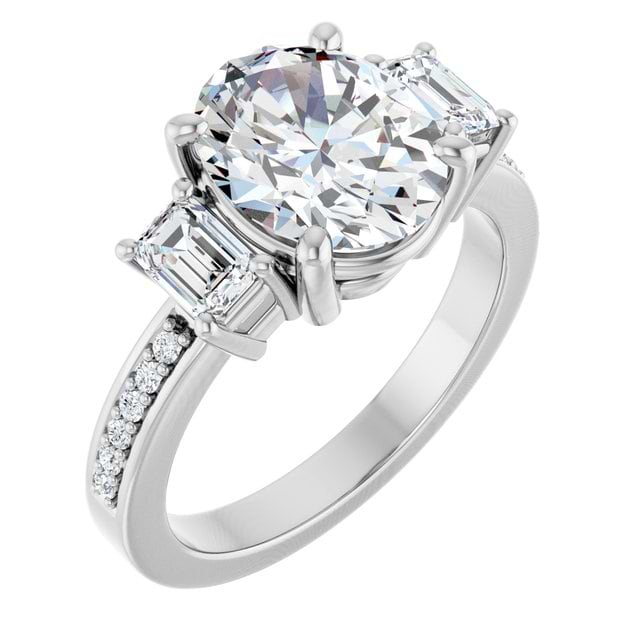 14K White Engagement Ring Mounting