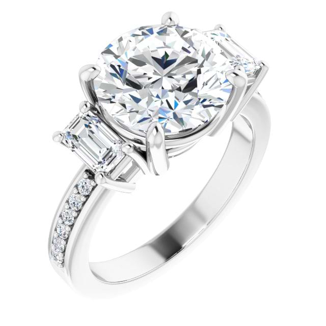 14K White Engagement Ring Mounting