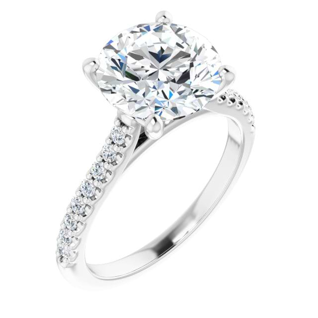 18K White Engagement Ring Mounting