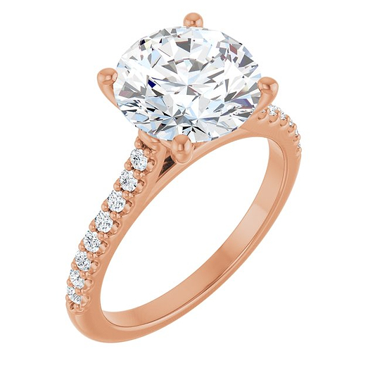 14K Rose Engagement Ring Mounting