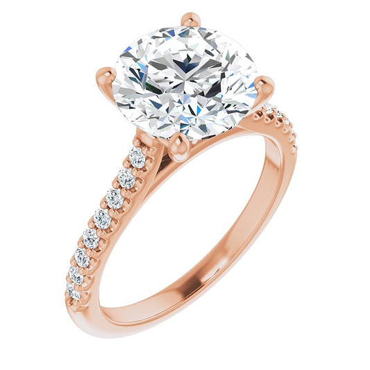 14K Rose Engagement Ring Mounting