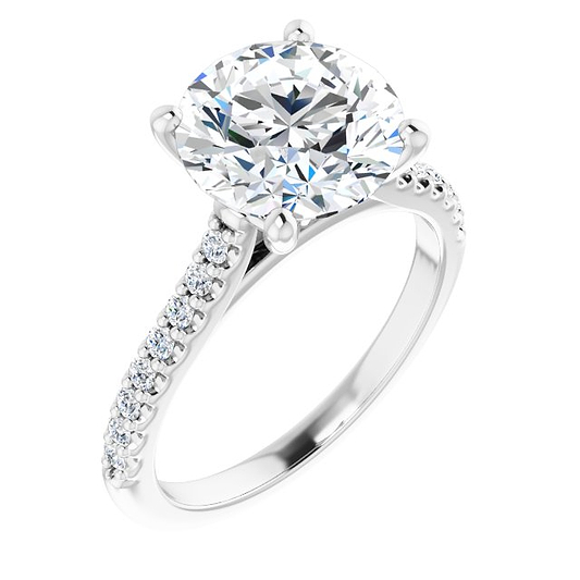 14K White Engagement Ring Mounting