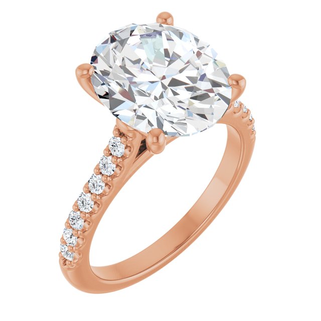 14K Rose Engagement Ring Mounting