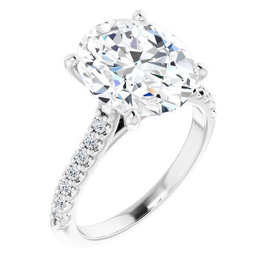 14K White Engagement Ring Mounting