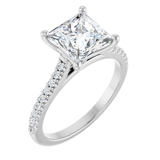 14K White Engagement Ring Mounting