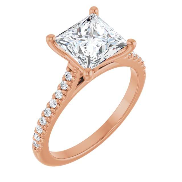 14K Rose Engagement Ring Mounting