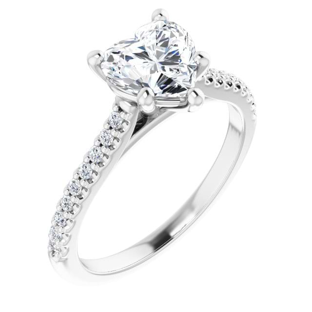 18K White Engagement Ring Mounting