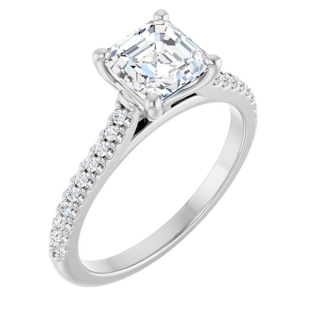 14K White Engagement Ring Mounting