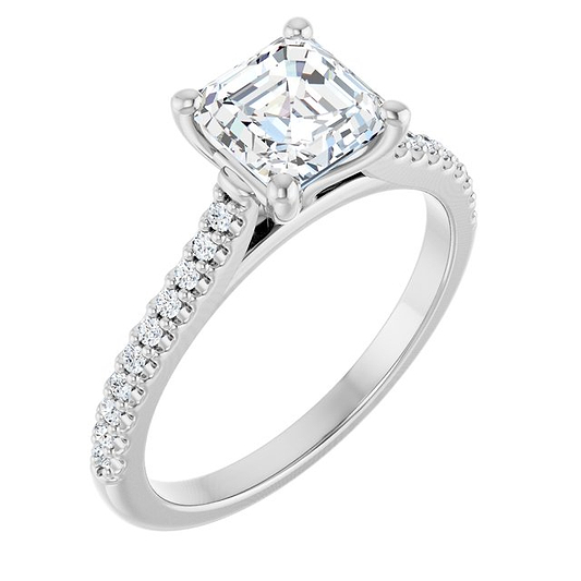14K White Engagement Ring Mounting