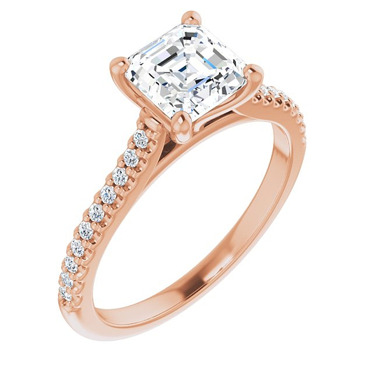 14K Rose Engagement Ring Mounting