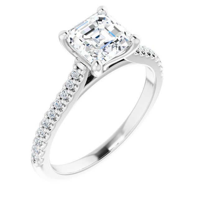 14K White Engagement Ring Mounting