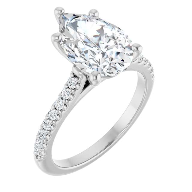 14K White Engagement Ring Mounting