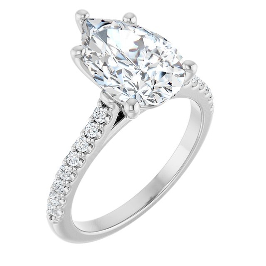 14K White Engagement Ring Mounting