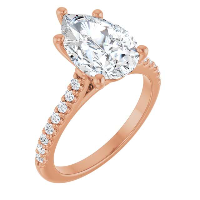 14K Rose Engagement Ring Mounting