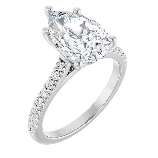 18K White Engagement Ring Mounting