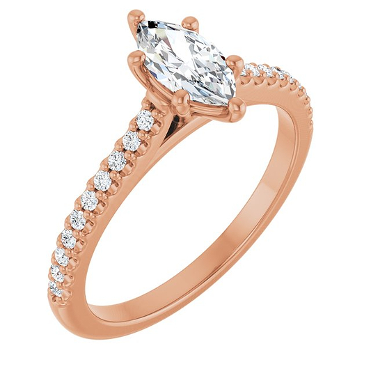 14K Rose Engagement Ring Mounting