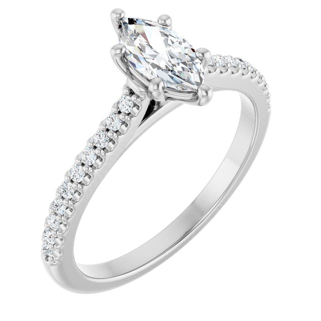 14K White Engagement Ring Mounting