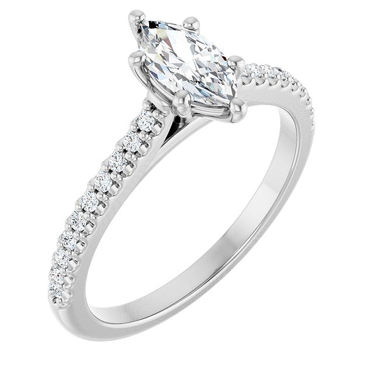 14K White Engagement Ring Mounting