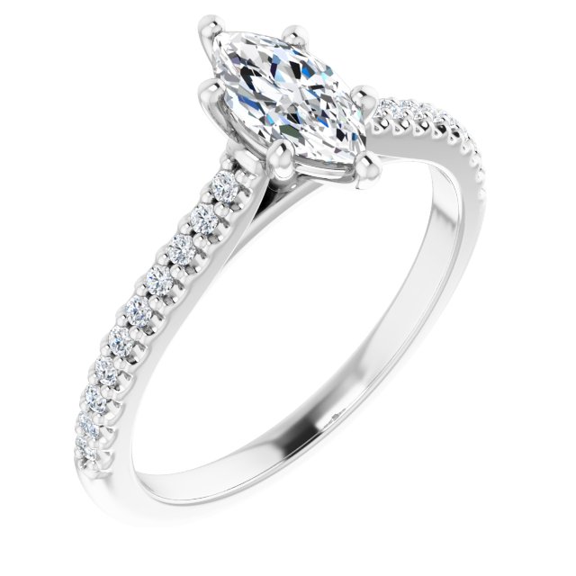 14K White Engagement Ring Mounting