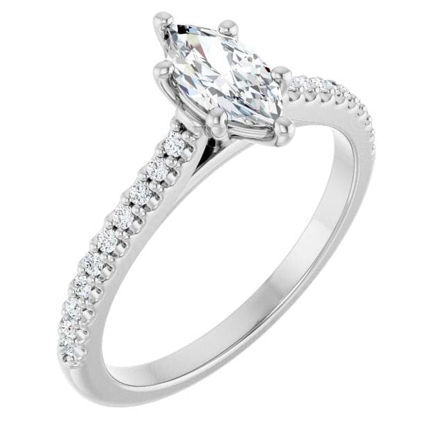 14K White Engagement Ring Mounting