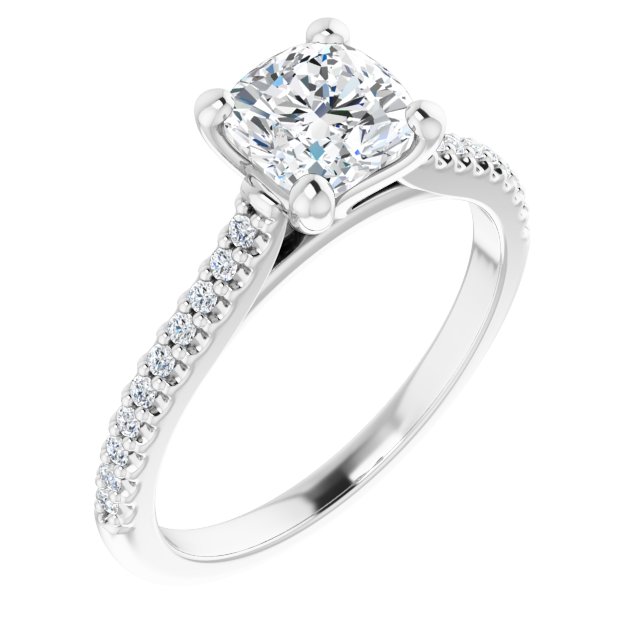 18K White Engagement Ring Mounting