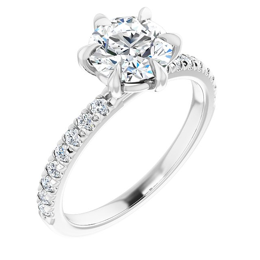14K White Engagement Ring Mounting