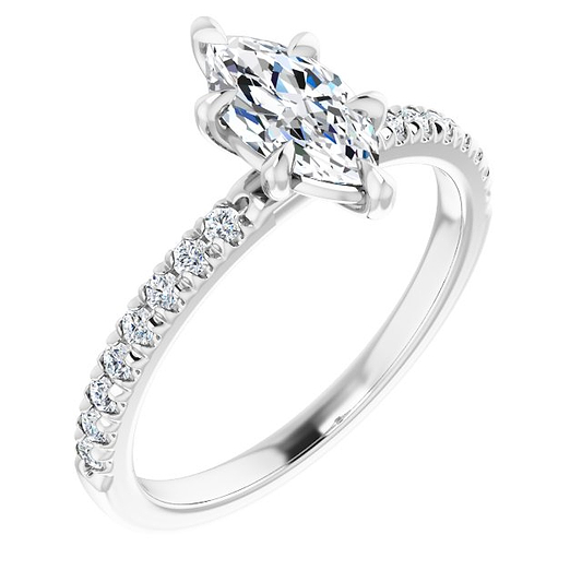 18K White Engagement Ring Mounting