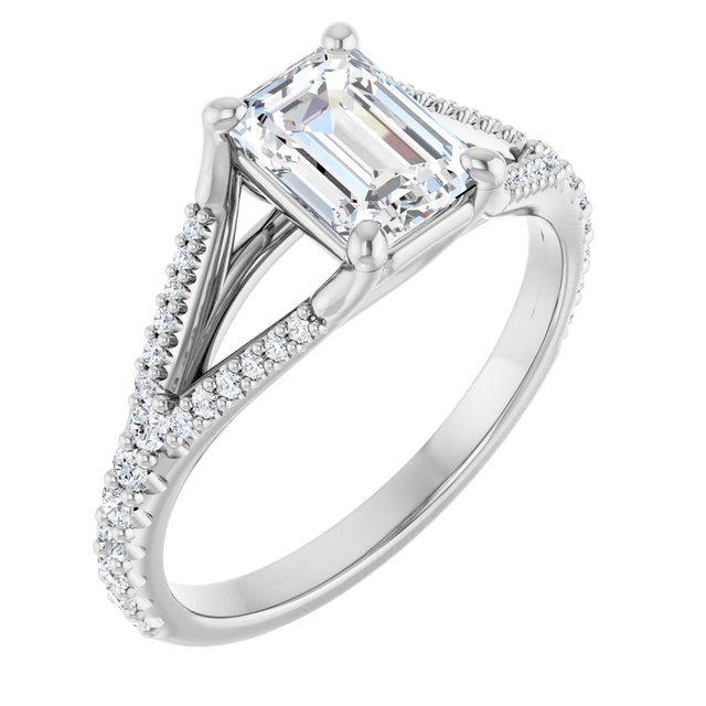 18K White Engagement Ring Mounting