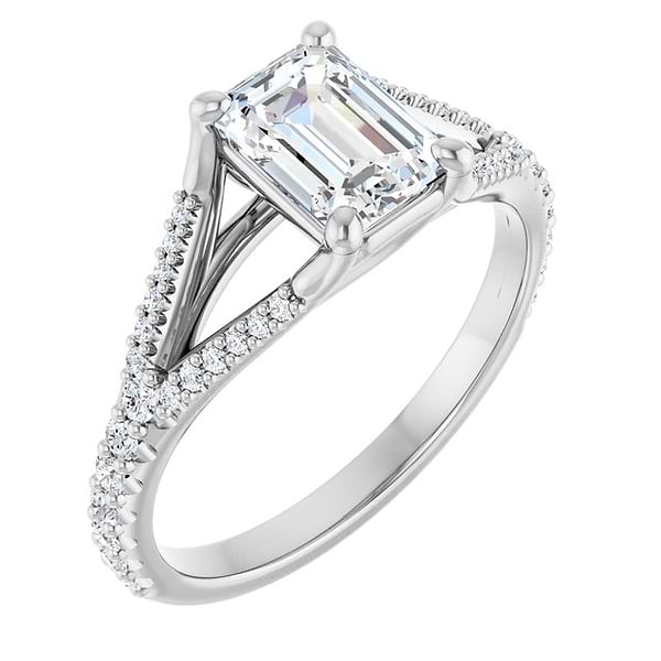 18K White Engagement Ring Mounting
