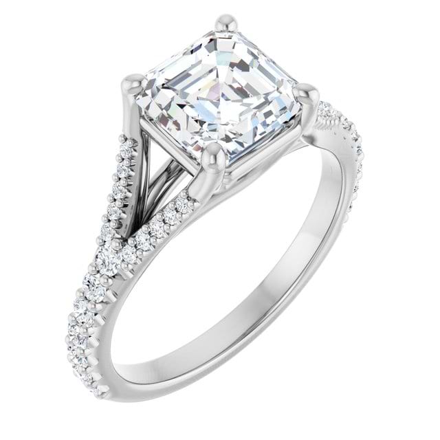 14K White Engagement Ring Mounting