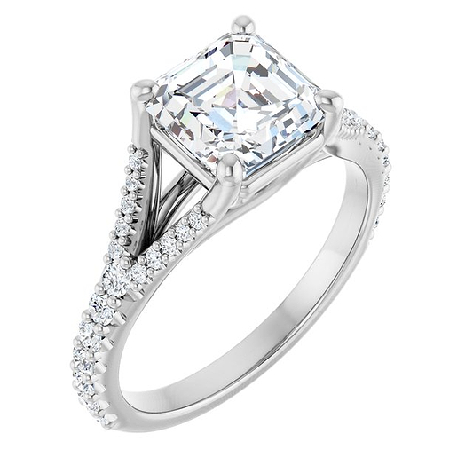 14K White Engagement Ring Mounting