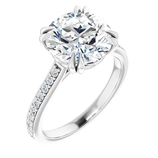 14K White Engagement Ring Mounting