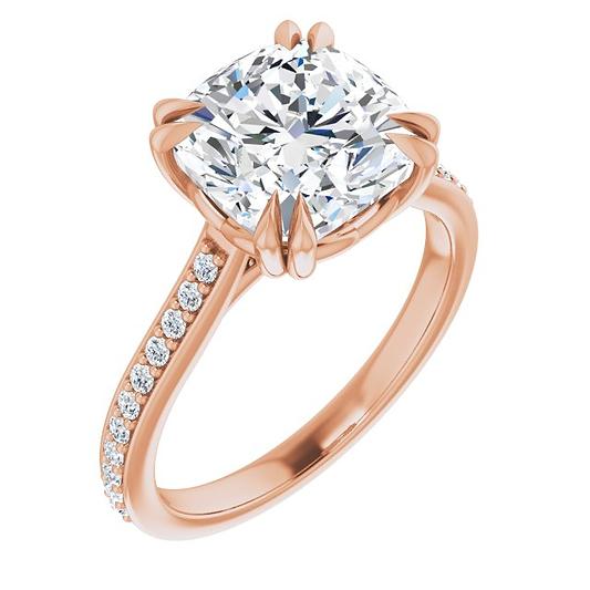 14K Rose Engagement Ring Mounting