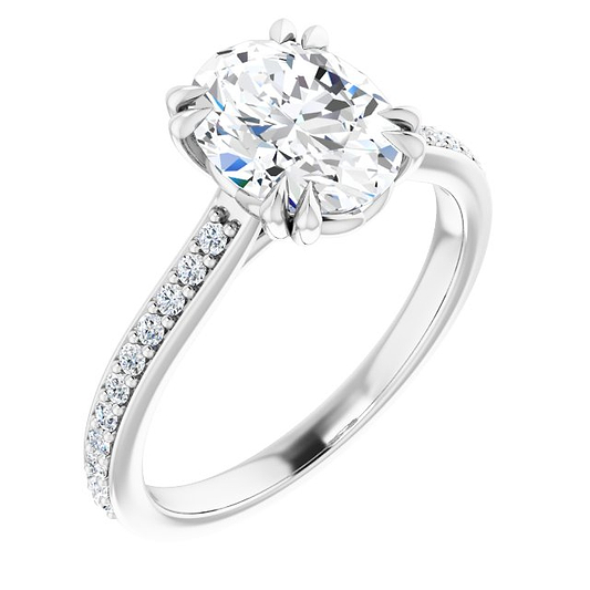 14K White Engagement Ring Mounting