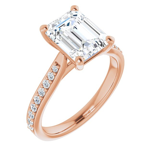 14K Rose Engagement Ring Mounting