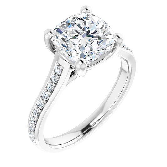 14K White Engagement Ring Mounting