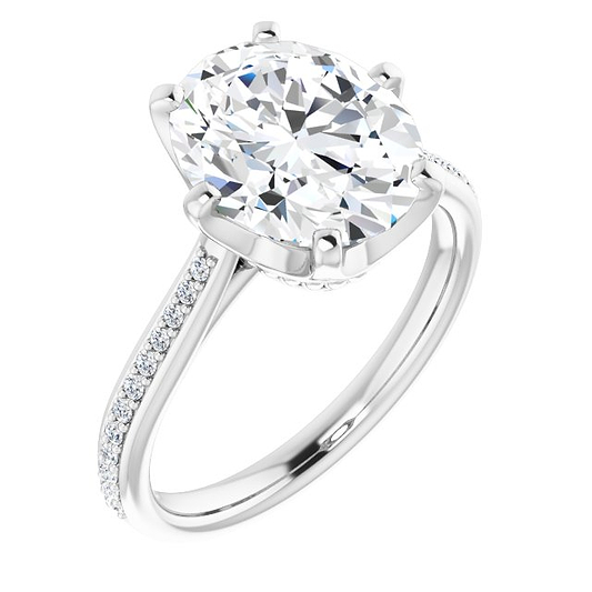 14K White Engagement Ring Mounting