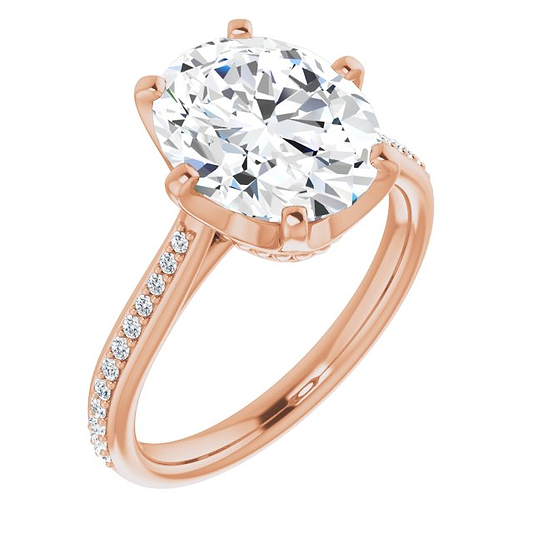 14K Rose Engagement Ring Mounting