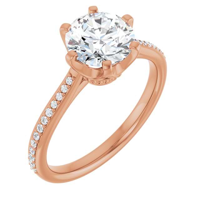 14K Rose Engagement Ring Mounting