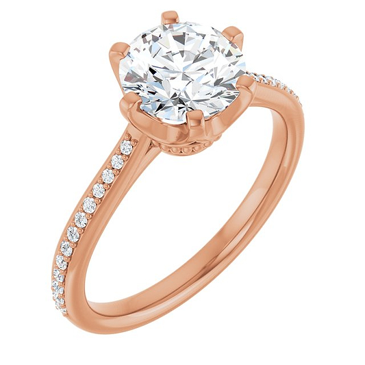 14K Rose Engagement Ring Mounting