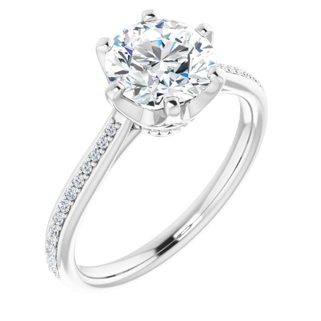 14K White Engagement Ring Mounting