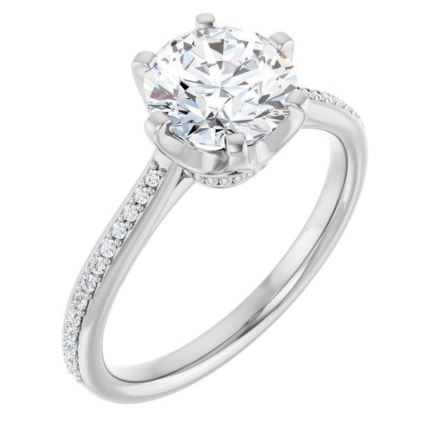14K White Engagement Ring Mounting