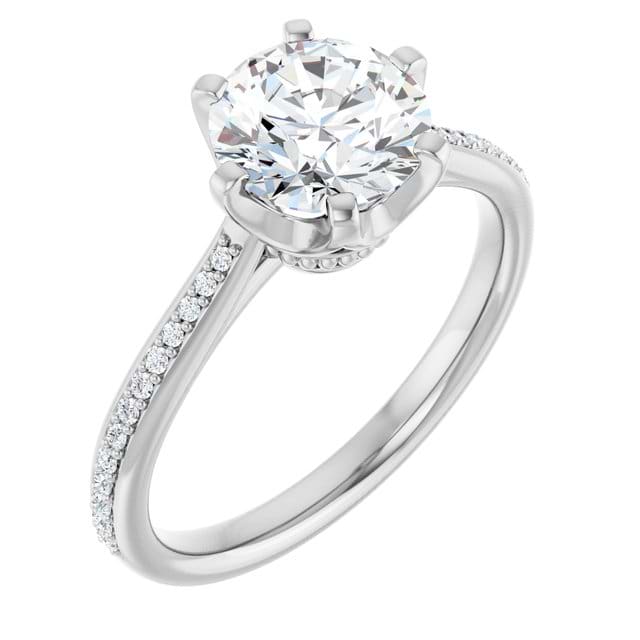 14K White Engagement Ring Mounting