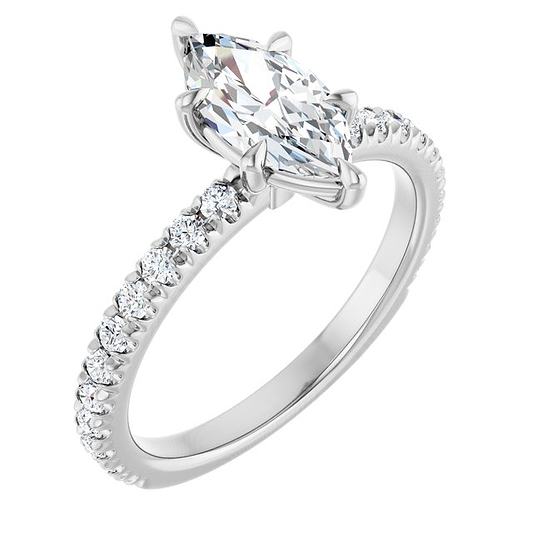 14K White Engagement Ring Mounting