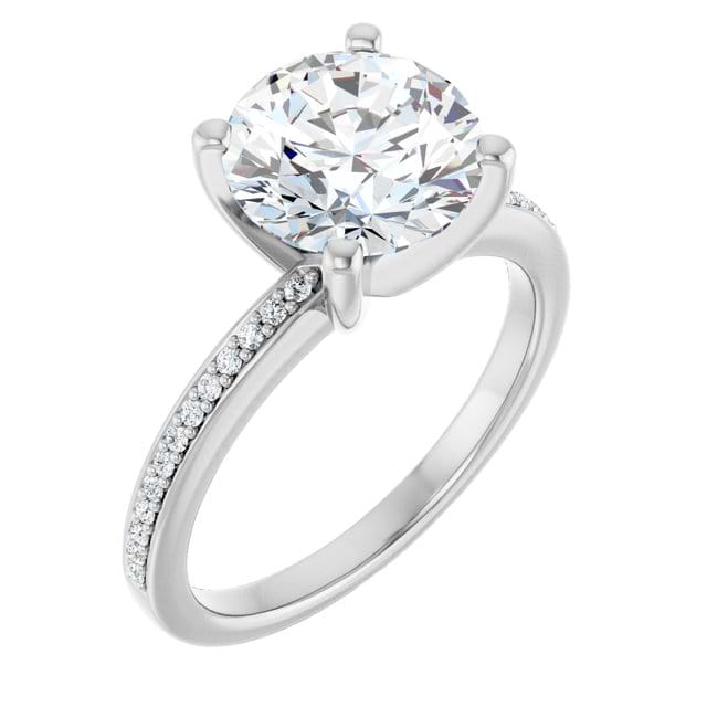 18K White Engagement Ring Mounting