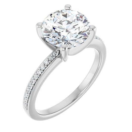 18K White Engagement Ring Mounting