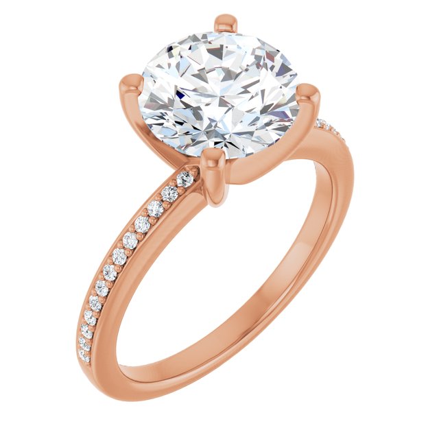 14K Rose Engagement Ring Mounting